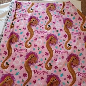Disney Rapunzel Springs Creative Pink Floral Fleece Craft Sewing Fabric 2012 Vtg
